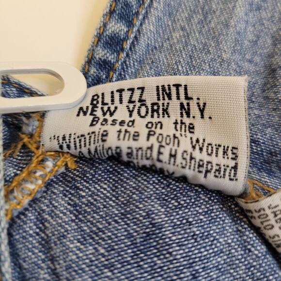 Vintage Disney Winnie the Pooh Denim Shortalls Kids Size S Embroidered Romper - Picture 5 of 11